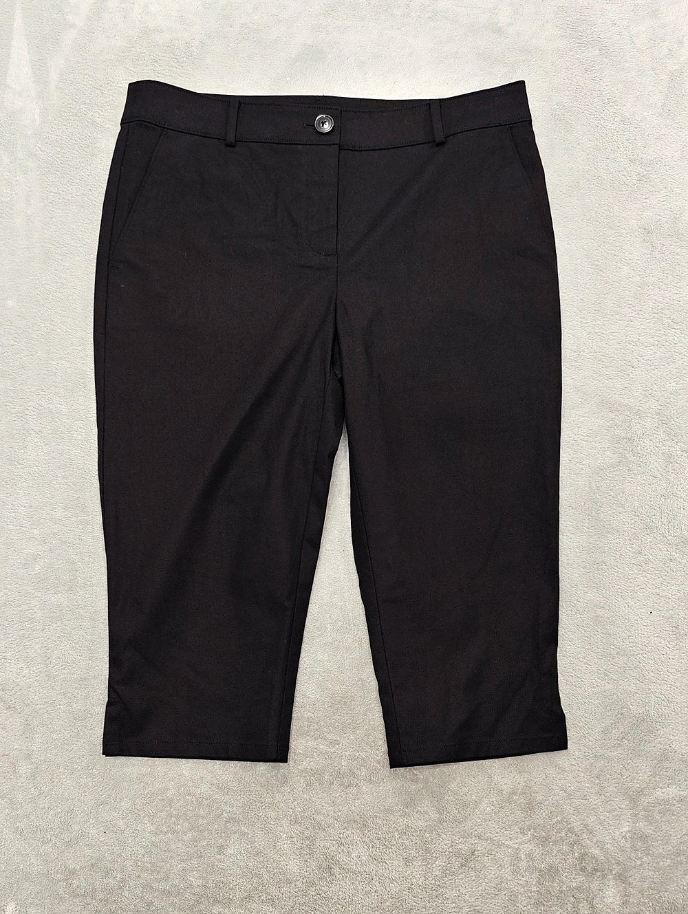LOFT Flat FrontCropped Straight Leg Pants Black Size 8